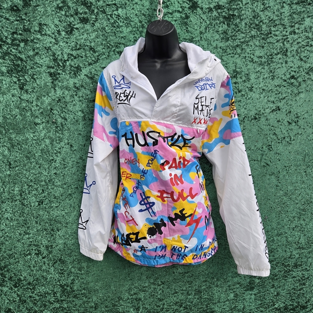 Graffiti Raincoat With Hood View 2